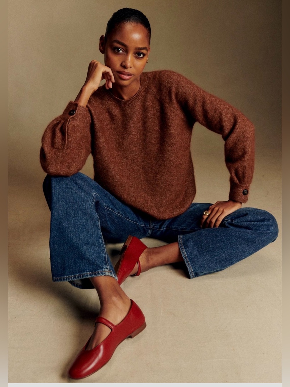 Sezane Louisa Jumper Light Chocolate - Size M